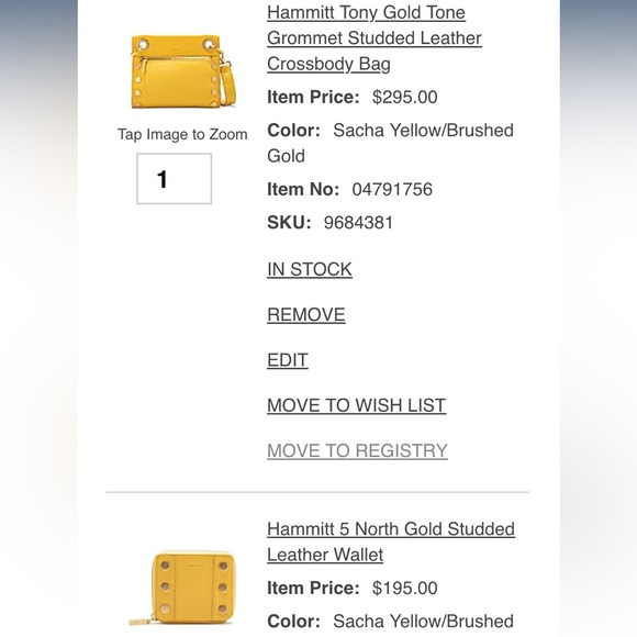 Hammitt Tony Gold Tone Grommet Studded Leather Crossbody Bag and wallet set - Picture 13 of 15